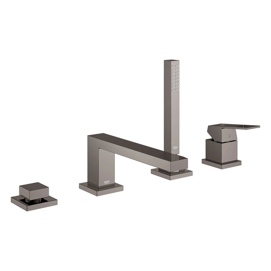 Grohe Eurocube® 4-Hole Single-Handle Deck Mount Hard Graphite Roman Tub Faucet With 1.75 GPM Hand Shower