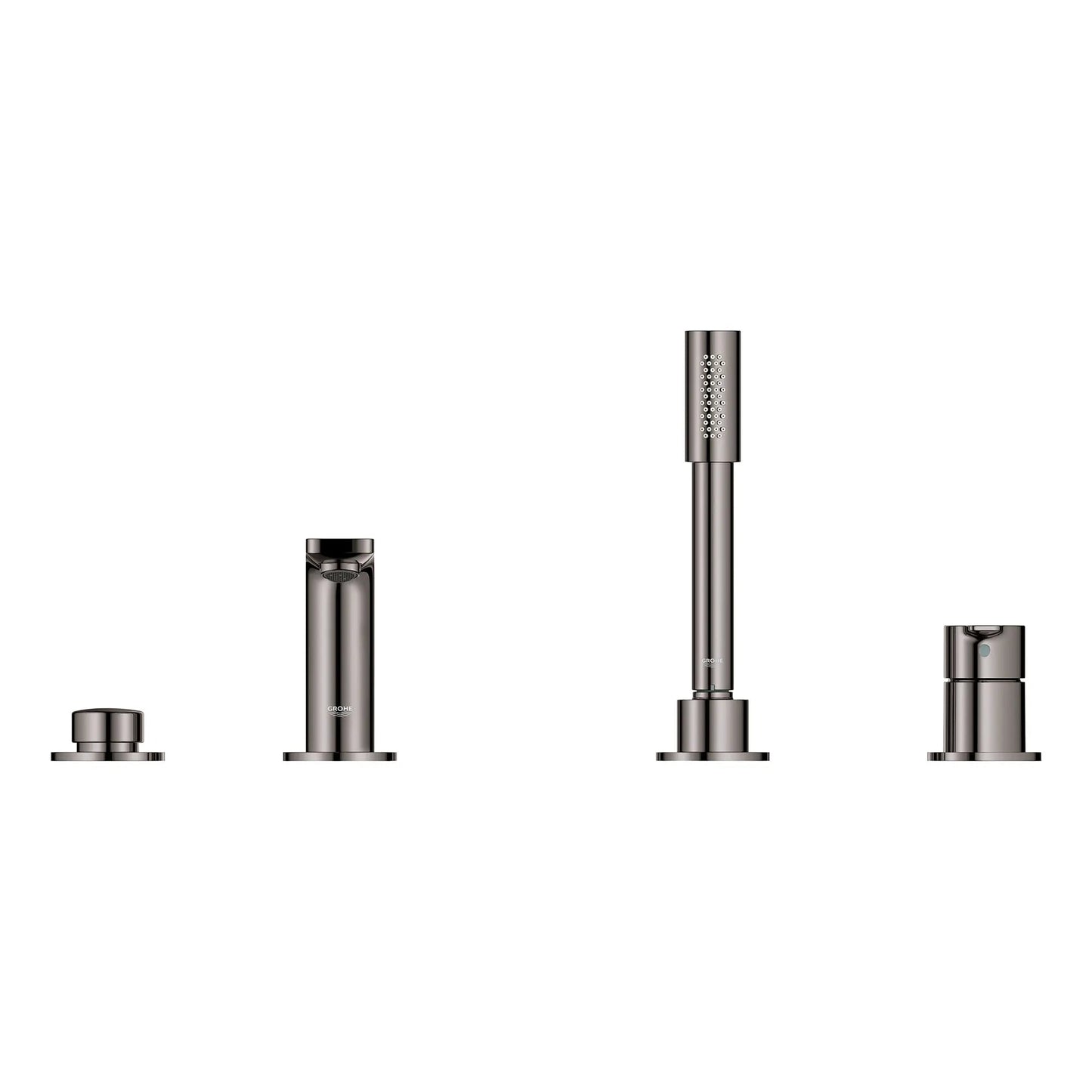 Grohe Lineare™ 4-Hole Single-Handle Deck Mount Hard Graphite Roman Tub Faucet With 1.75 GPM Hand Shower