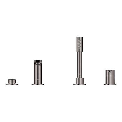 Grohe Lineare™ 4-Hole Single-Handle Deck Mount Hard Graphite Roman Tub Faucet With 1.75 GPM Hand Shower