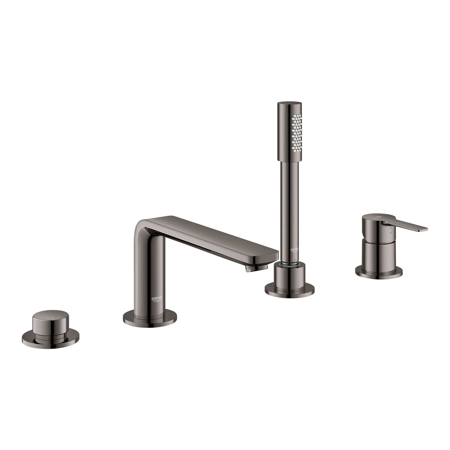 Grohe Lineare™ 4-Hole Single-Handle Deck Mount Hard Graphite Roman Tub Faucet With 1.75 GPM Hand Shower