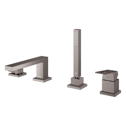 Grohe Eurocube® 4-Hole Single-Handle Deck Mount Hard Graphite Roman Tub Faucet With 1.75 GPM Hand Shower
