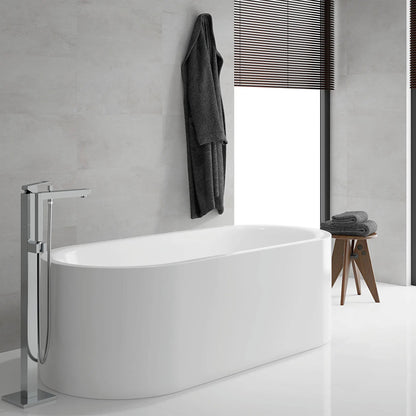 Grohe Eurocube® Single-Handle StarLight Chrome Freestanding Tub Faucet With 1.75 GPM Hand Shower
