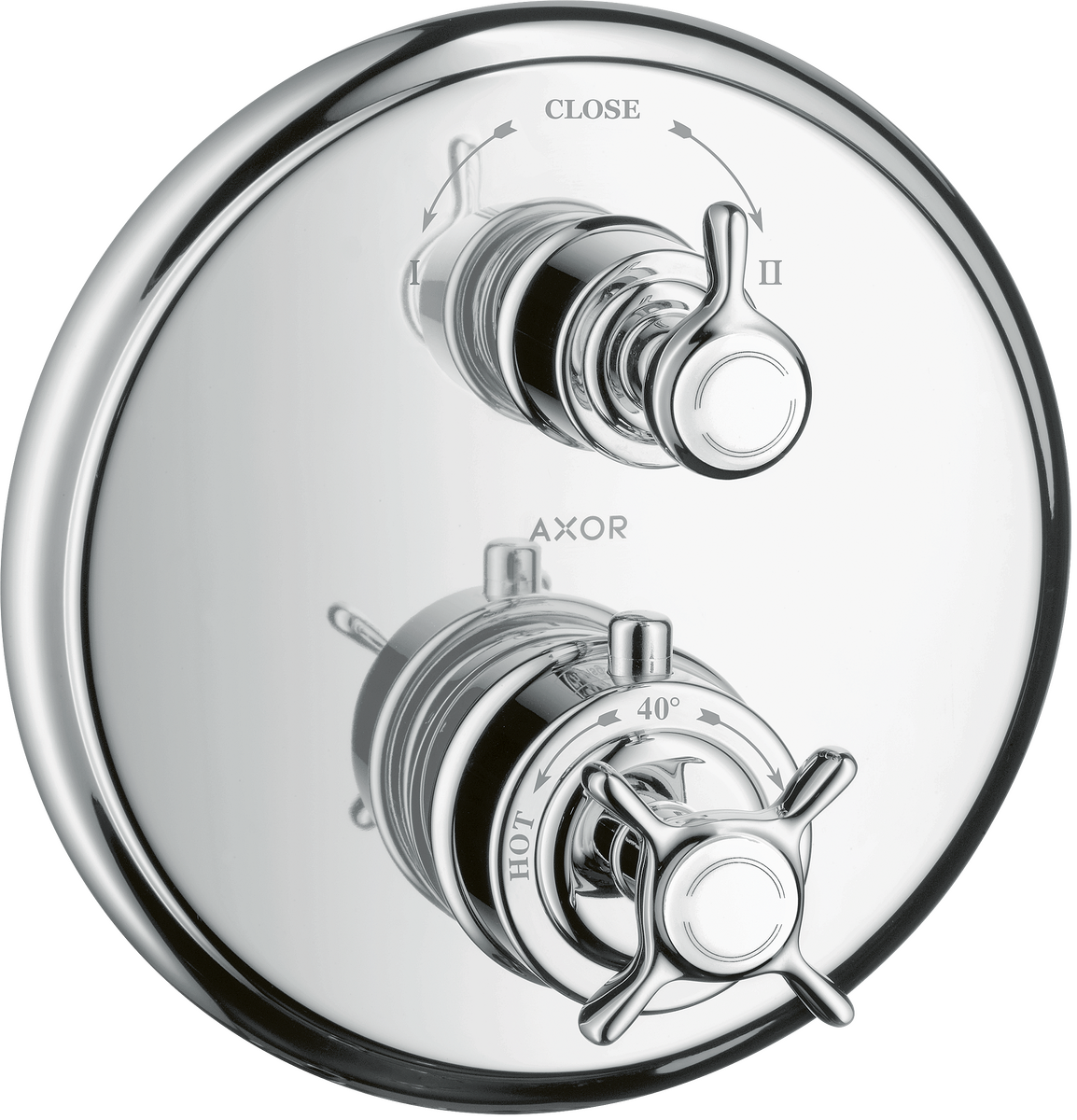 Axor Montreux Cross-Handle Volume Control and Diverter Chrome Thermostatic Trim