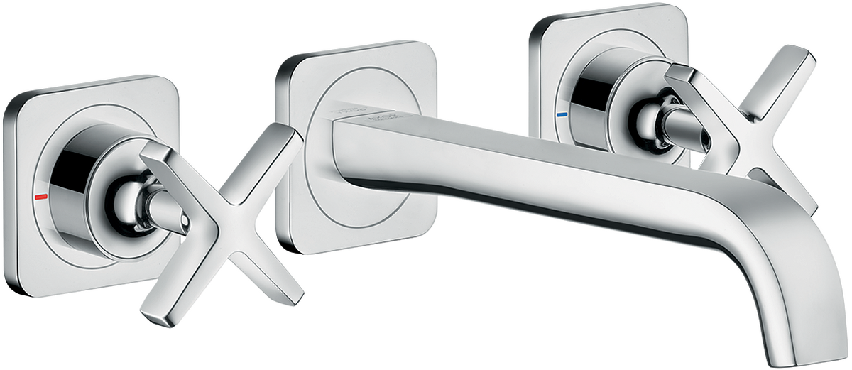 Axor Citterio E 1.2 GPM Cross Handles Chrome Wall Mounted Widespread Faucet Trim