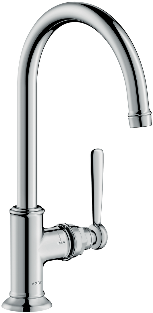Axor Montreux 1.2 GPM 120-Degree Swivel Range Lever Handle Chrome Single Hole Faucet With Pop-Up Drain