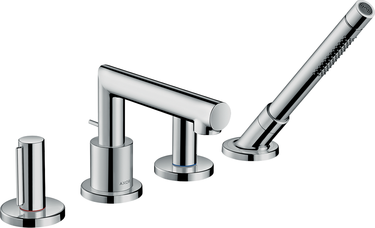 Axor Uno 5.8 GPM 4-Hole Zero Handles Chrome Roman Tub Set Trim With 1.75 GPM Handshower