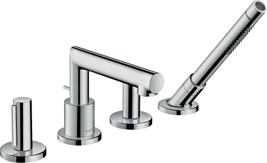 Axor Uno 5.8 GPM 4-Hole Zero Handles Chrome Roman Tub Set Trim With 1.75 GPM Handshower