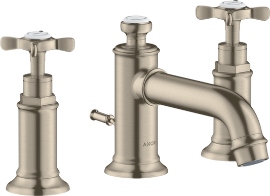 Axor Montreux 1.2 GPM Cross Handles Brushed Nickel Widespread Faucet With Pop-Up Drain