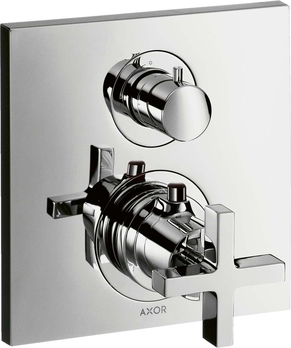Axor Citterio Cross Handle Chome Thermostatic Trim With Volume Control and Diverter