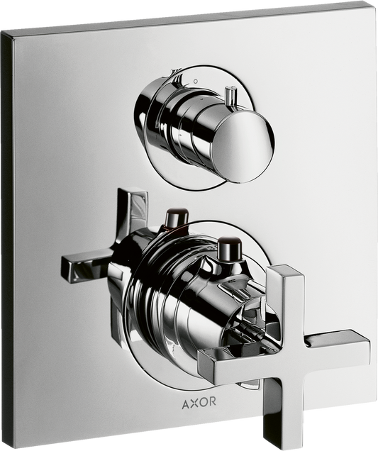 Axor Citterio Cross Handle Chome Thermostatic Trim With Volume Control and Diverter
