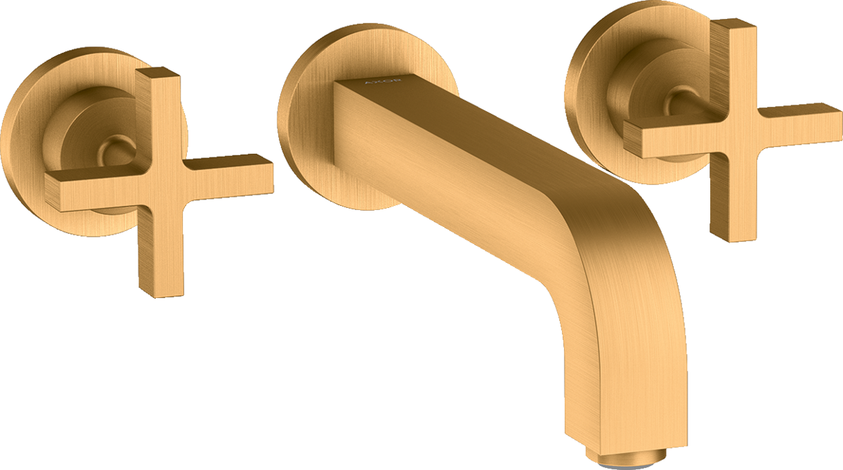 Axor Citterio 1.2 GPM Cross Handles Brushed Gold Optic Wall Mounted Widespread Faucet Trim
