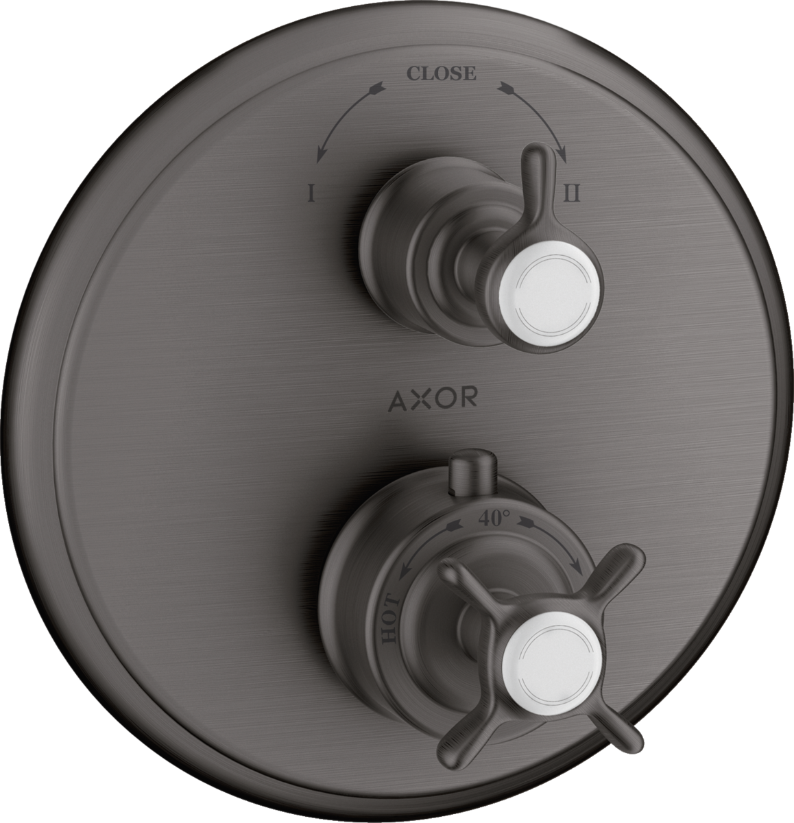 Axor Montreux Cross-Handle Volume Control and Diverter Brushed Black Chrome Thermostatic Trim