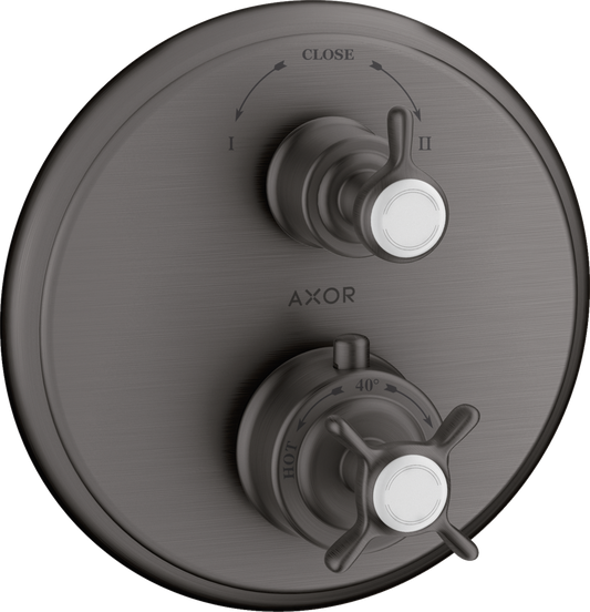 Axor Montreux Cross-Handle Volume Control and Diverter Brushed Black Chrome Thermostatic Trim