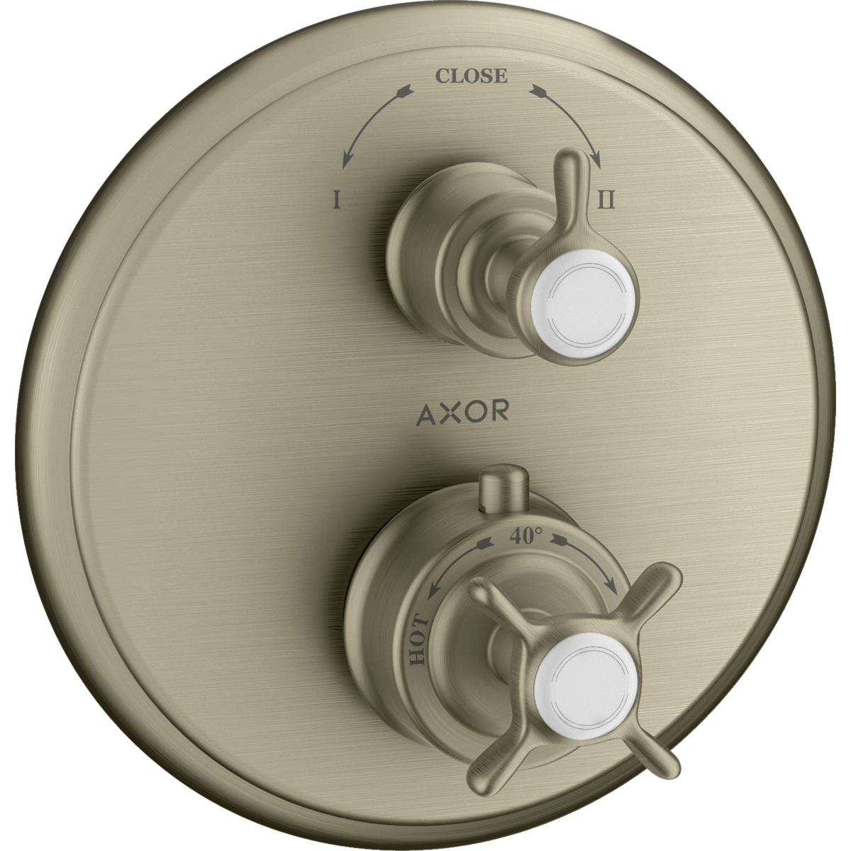 Axor Montreux Cross-Handle Volume Control and Diverter Brushed Nickel Thermostatic Trim