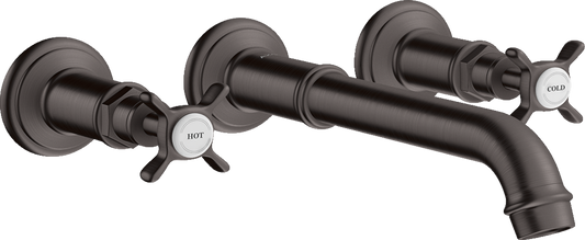 Axor Montreux 1.2 GPM Cross Handles Wall Mounted Brushed Black Chrome Widespread Faucet Trim