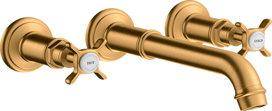 Axor Montreux 1.2 GPM Cross Handles Wall Mounted Brushed Gold Optic Widespread Faucet Trim