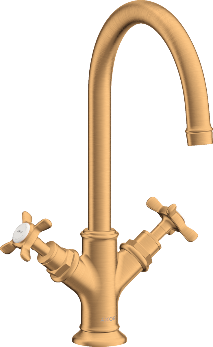 Axor Montreux 1.2 GPM 210 2 Cross Handles Brushed Gold Optic Faucet With Pop Up Drain