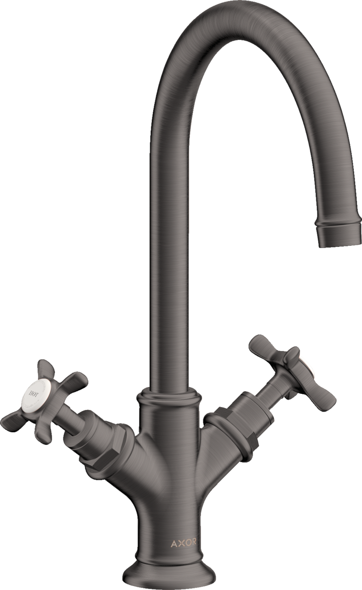 Axor Montreux 1.2 GPM 210 2 Cross Handles Brushed Black Chrome Faucet With Pop Up Drain