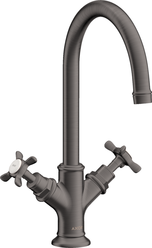 Axor Montreux 1.2 GPM 210 2 Cross Handles Brushed Black Chrome Faucet With Pop Up Drain
