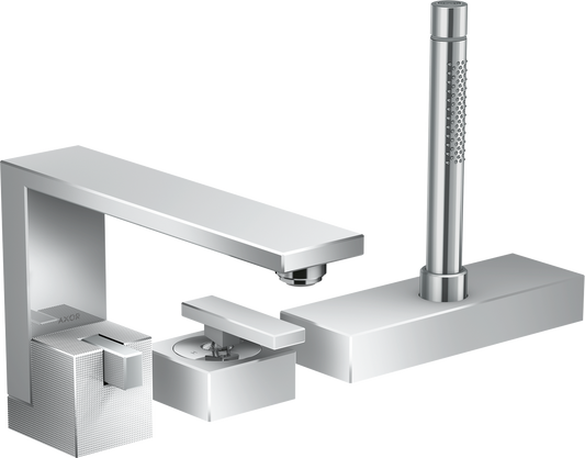 Axor Edge 5.0 GPM 3-Hole Diamond Cut Chrome Roman Tub Set Trim With 1.75 GPM Handshower