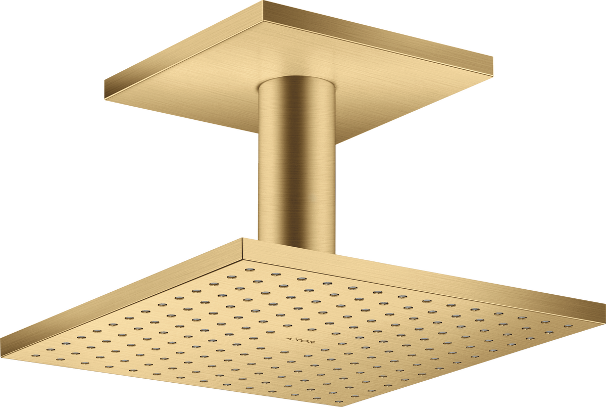 Axor ShowerSolutions 2.5 GPM 250 2-Jet Brushed Gold Optic Square Showerhead With Ceiling Connection