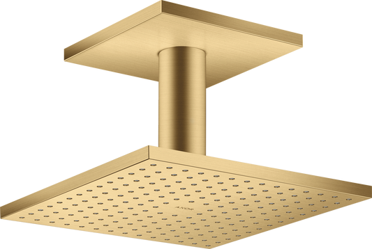 Axor ShowerSolutions 2.5 GPM 250 2-Jet Brushed Gold Optic Square Showerhead With Ceiling Connection