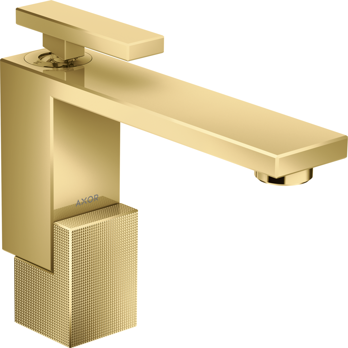 Axor Edge 1.2 GPM 130 Diamond Cut Single Hole Lever Handle Polished Gold Optic Faucet