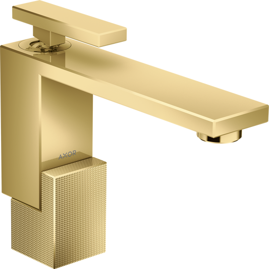 Axor Edge 1.2 GPM 130 Diamond Cut Single Hole Lever Handle Polished Gold Optic Faucet