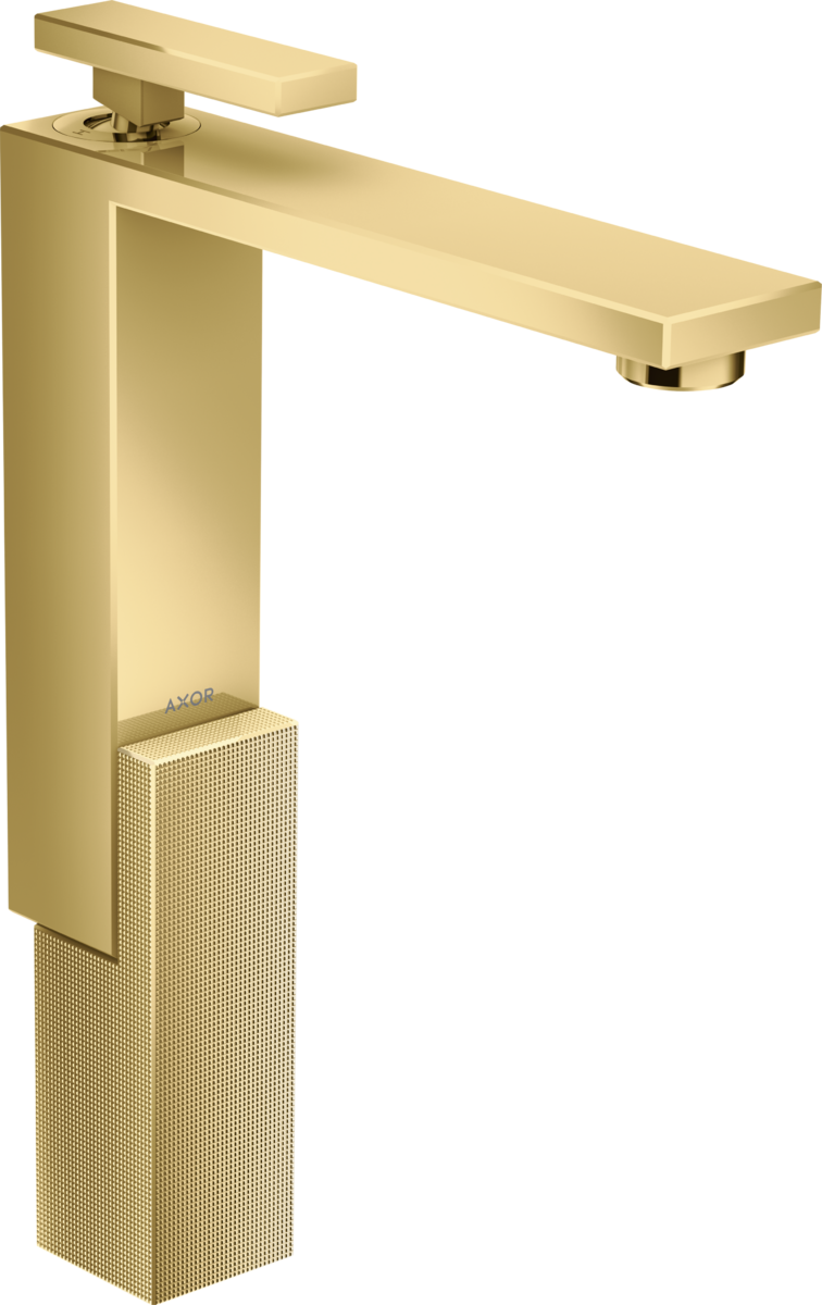 Axor Edge 1.2 GPM 280 Diamond Cut Single Hole Lever Handle Polished Gold Optic Faucet