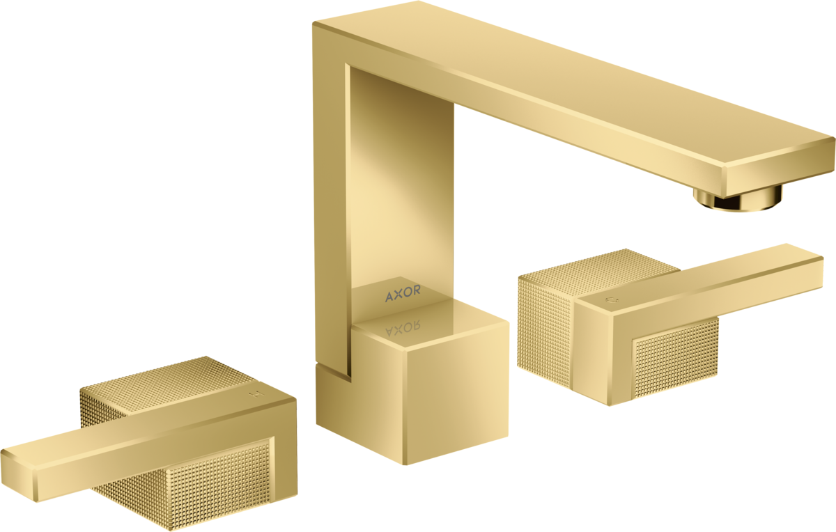 Axor Edge 1.2 GPM 130 Diamond Cut Polished Gold Optic Widespread Faucet