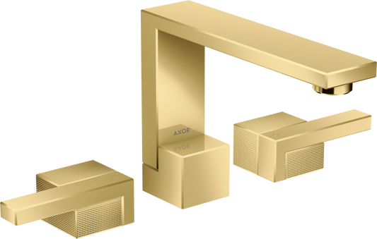 Axor Edge 1.2 GPM 130 Diamond Cut Polished Gold Optic Widespread Faucet