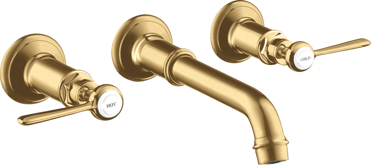 Axor Montreux 1.2 GPM Lever Handles Wall Mounted Brushed Gold Optic Widespread Faucet Trim