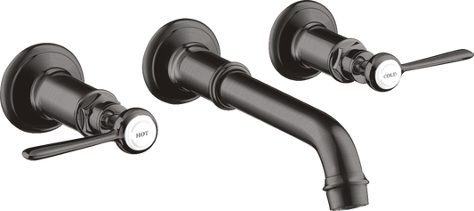 Axor Montreux 1.2 GPM Lever Handles Wall Mounted Brushed Black Chrome Widespread Faucet Trim
