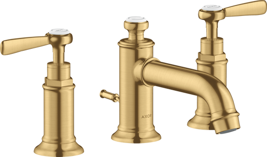 Axor Montreux 1.2 GPM Lever Handles Brushed Gold Optic Widespread Faucet With Pop-Up Drain