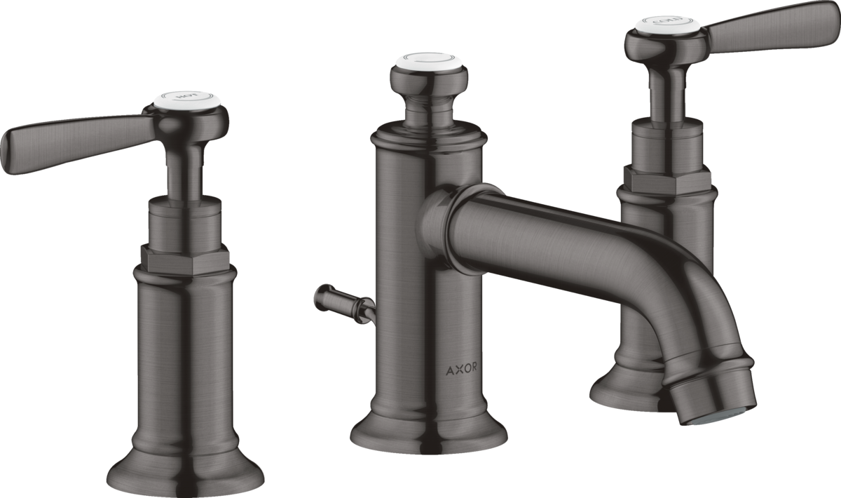 Axor Montreux 1.2 GPM Lever Handles Brushed Black Chrome Widespread Faucet With Pop-Up Drain