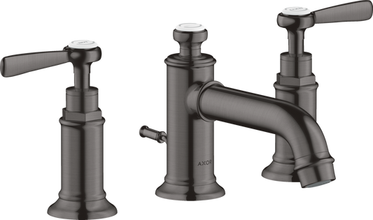 Axor Montreux 1.2 GPM Lever Handles Brushed Black Chrome Widespread Faucet With Pop-Up Drain