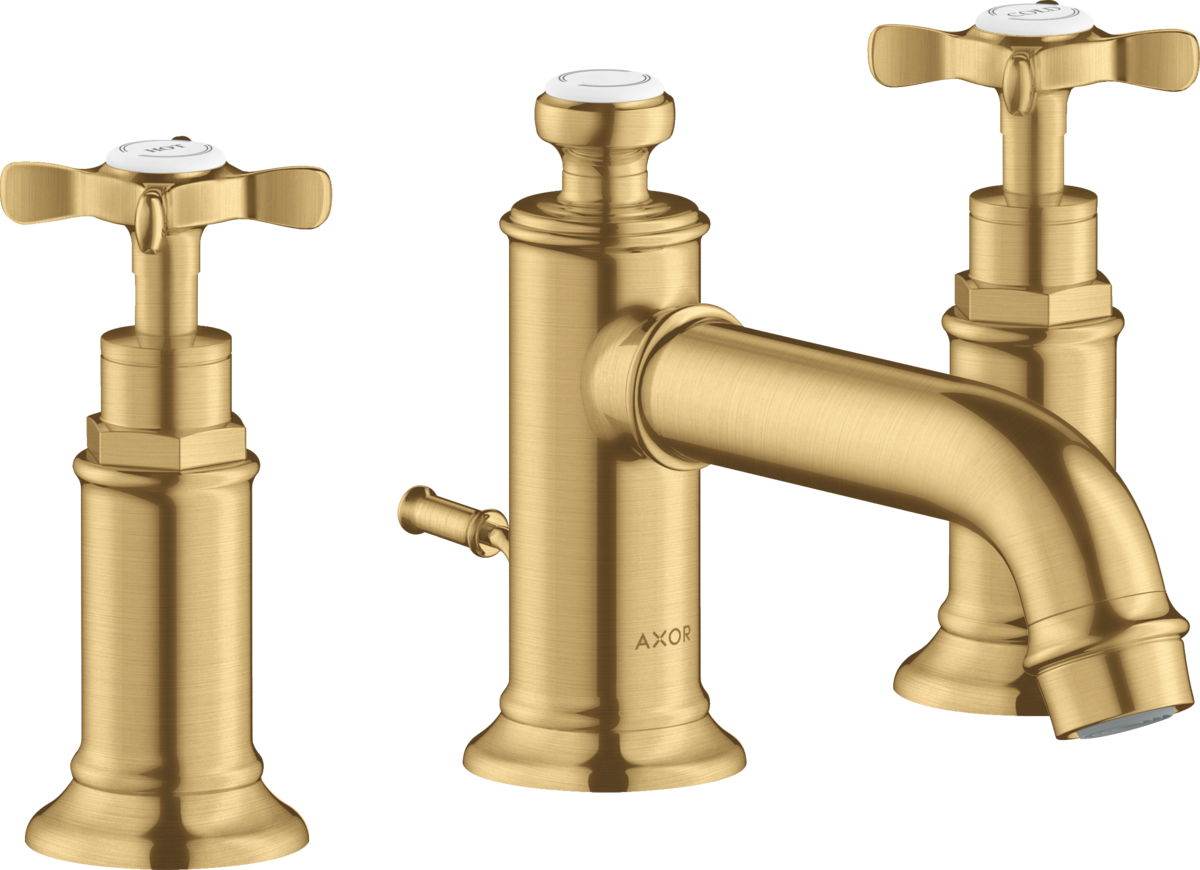 Axor Montreux 1.2 GPM Cross Handles Brushed Gold Optic Widespread Faucet With Pop-Up Drain