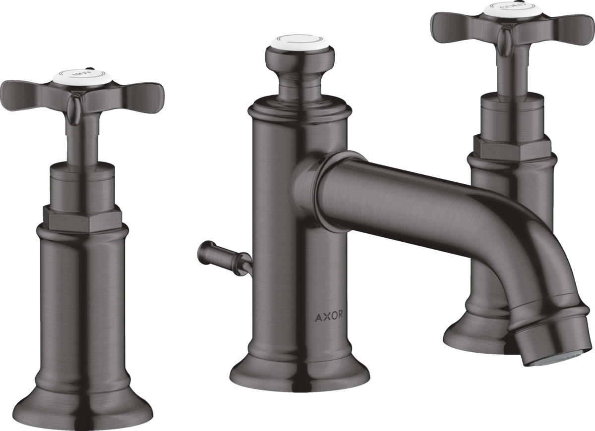 Axor Montreux 1.2 GPM Cross Handles Brushed Black Chrome Widespread Faucet With Pop-Up Drain