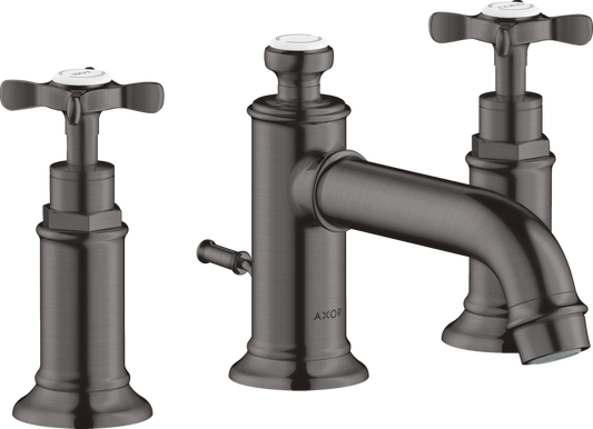 Axor Montreux 1.2 GPM Cross Handles Brushed Black Chrome Widespread Faucet With Pop-Up Drain