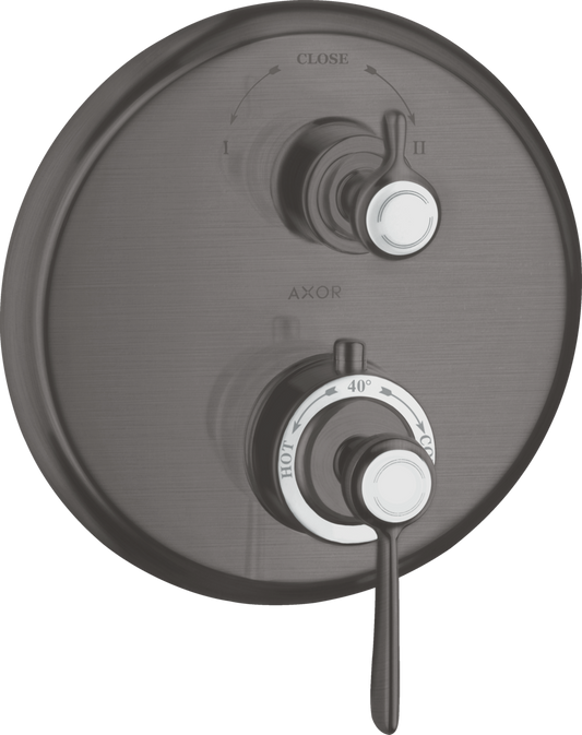 Axor Montreux Brushed Black Chrome Thermostatic Trim With Volume Control and Diverter