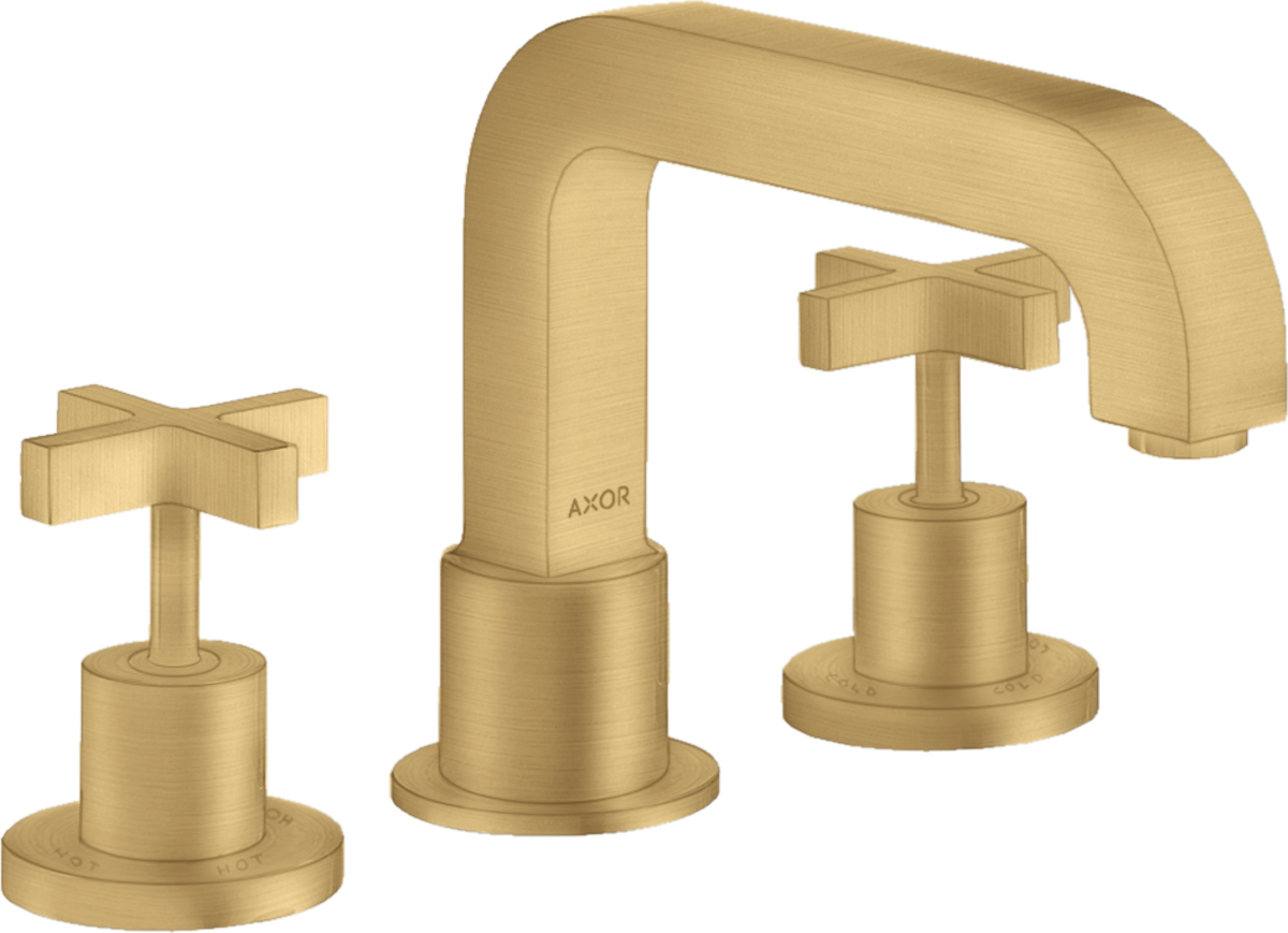 Axor Citterio 5 GPM 3-Hole Cross Handles Brushed Gold Optic Roman Tub Set Trim