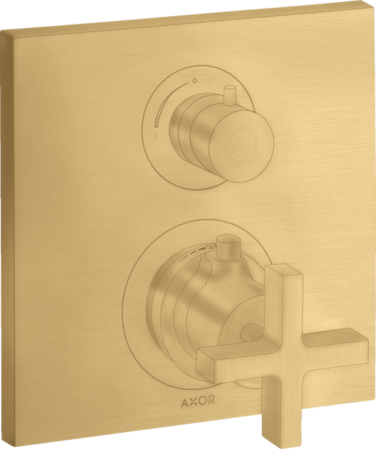 Axor Citterio Cross Handle Brushed Gold Optic Thermostatic Trim With Volume Control