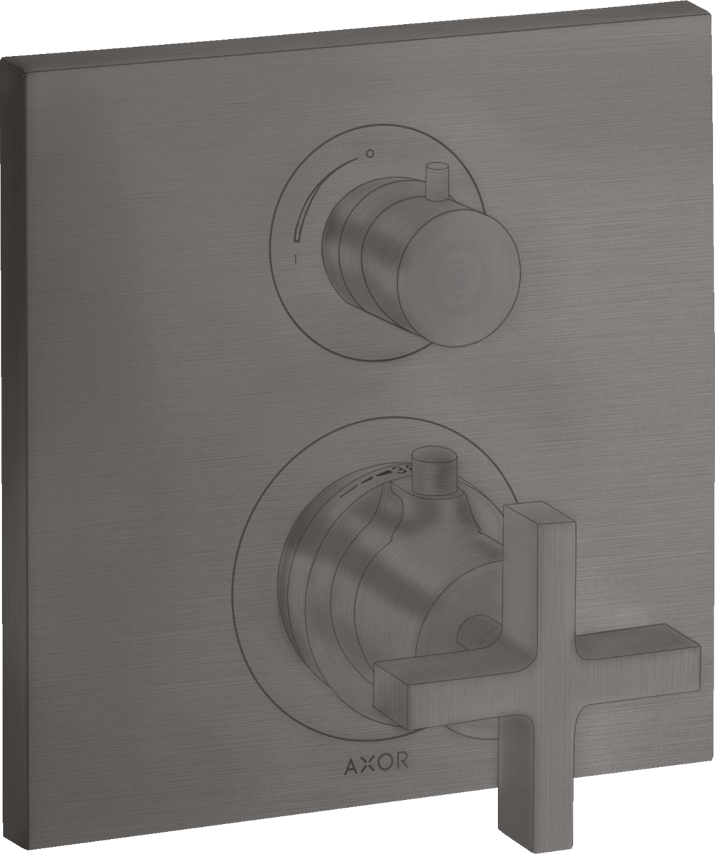 Axor Citterio Cross Handle Brushed Black Chrome Thermostatic Trim With Volume Control