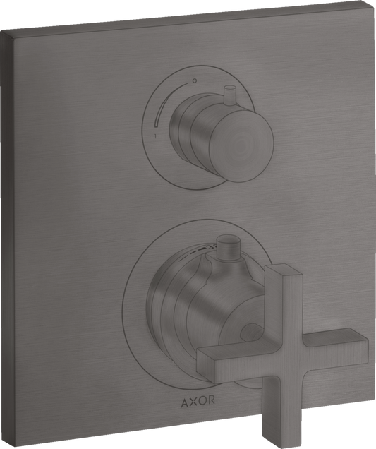 Axor Citterio Cross Handle Brushed Black Chrome Thermostatic Trim With Volume Control