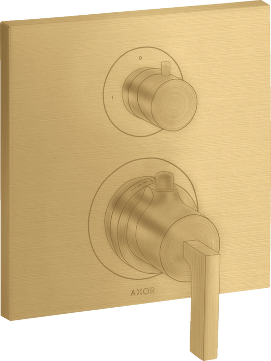 Axor Citterio Lever Handle Volume Control and Diverter Brushed Gold Optic Thermostatic Trim