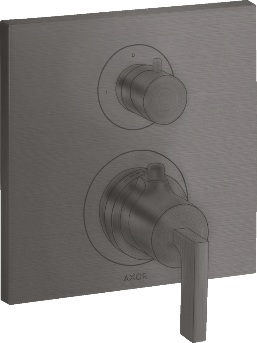 Axor Citterio Lever Handle Volume Control and Diverter Brushed Black Chrome Thermostatic Trim