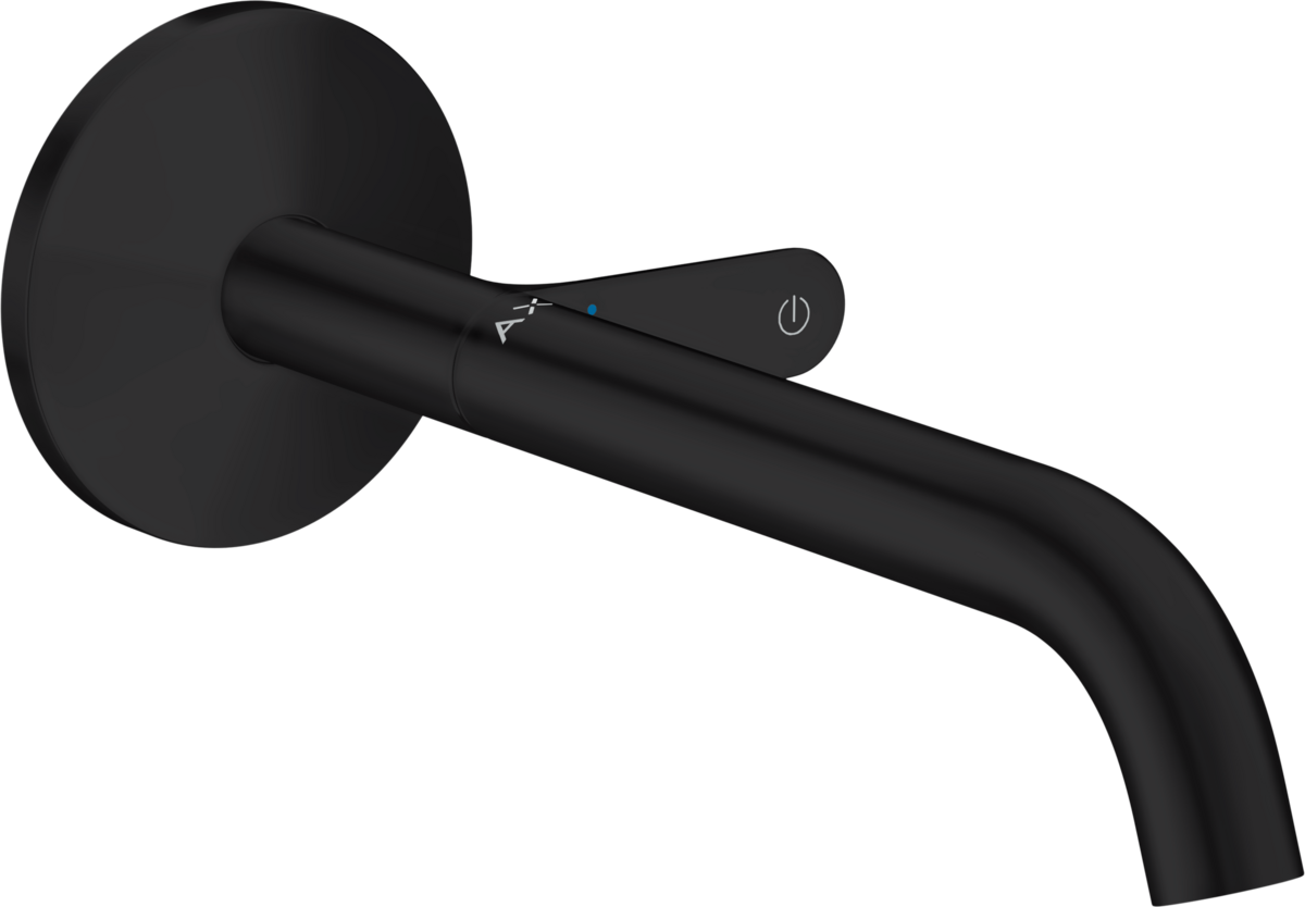 Axor One 1.2 GPM Single-Handle Select Push-Button On/Off Control Matte Black Wall Mounted Faucet