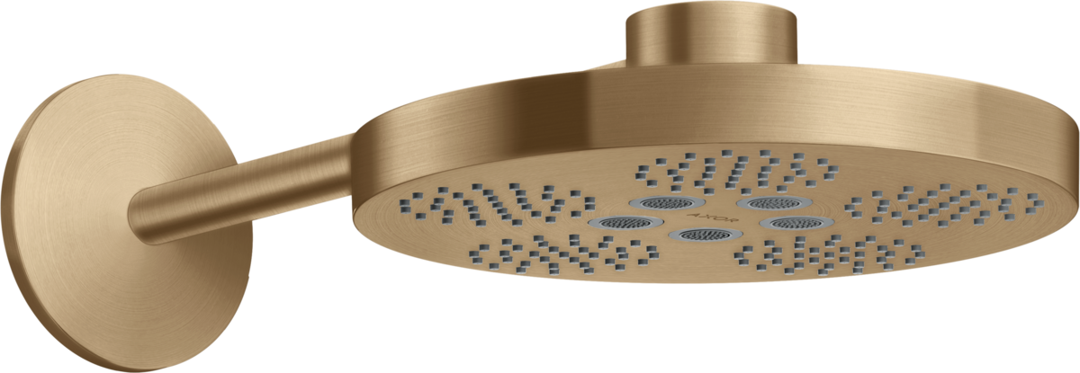 Axor One 2.5 GPM 280 2-Jet Brushed Bronze Showerhead With Showerarm Trim