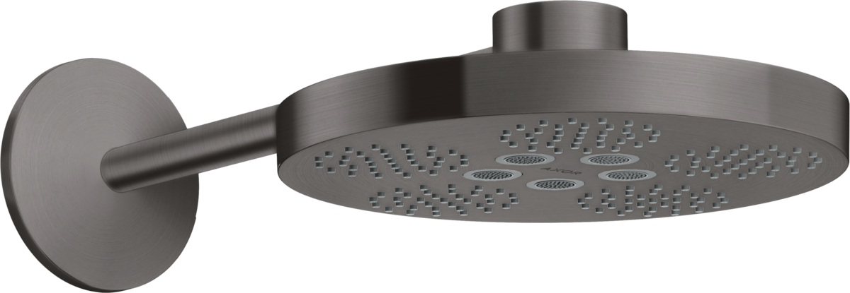 Axor One 2.5 GPM 280 2-Jet Brushed Black Chrome Showerhead With Showerarm Trim