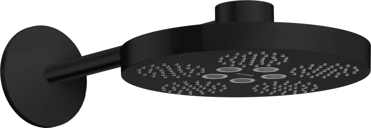 Axor One 2.5 GPM 280 2-Jet Matte Black Chrome Showerhead With Showerarm Trim